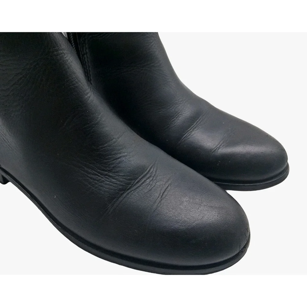 Tory Burch Boots Womens Size 7 Black Leather Knee High Riding Zip Logo